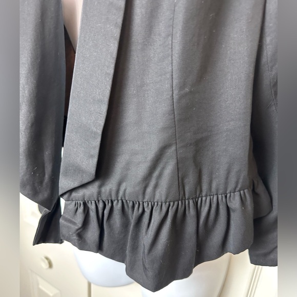 Anthro CARTONNIER Calin Blazer Jacket Coat Ruffle Hem Floral Lined Cropped Knit - Picture 5 of 9